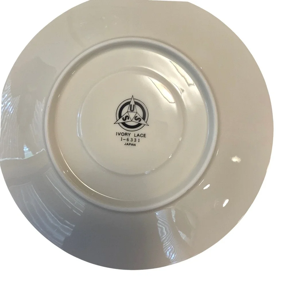 United Surgical Steel Ivory Lace Fine China Saucer (Set 3) Japan 1-6331 Floral